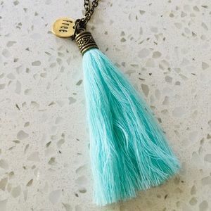 Aqua Blue Tassel Necklace